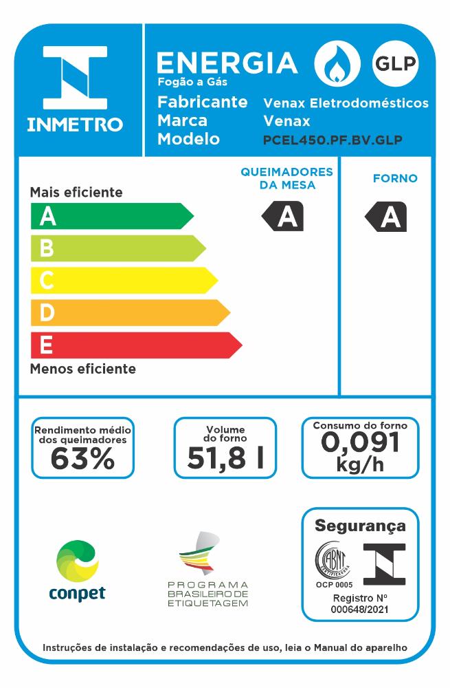 Fogao a Gas de Embutir 4 Bocas Venax Picasso Line Preto