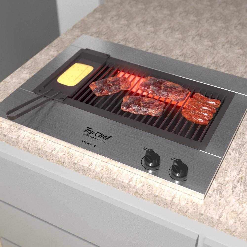 Churrasqueira a Gas Venax Grill Top Chef de Embutir Inox