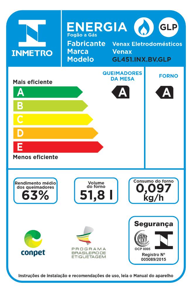 Fogao a Gas 4 Bocas Venax Gaudi Line Inox