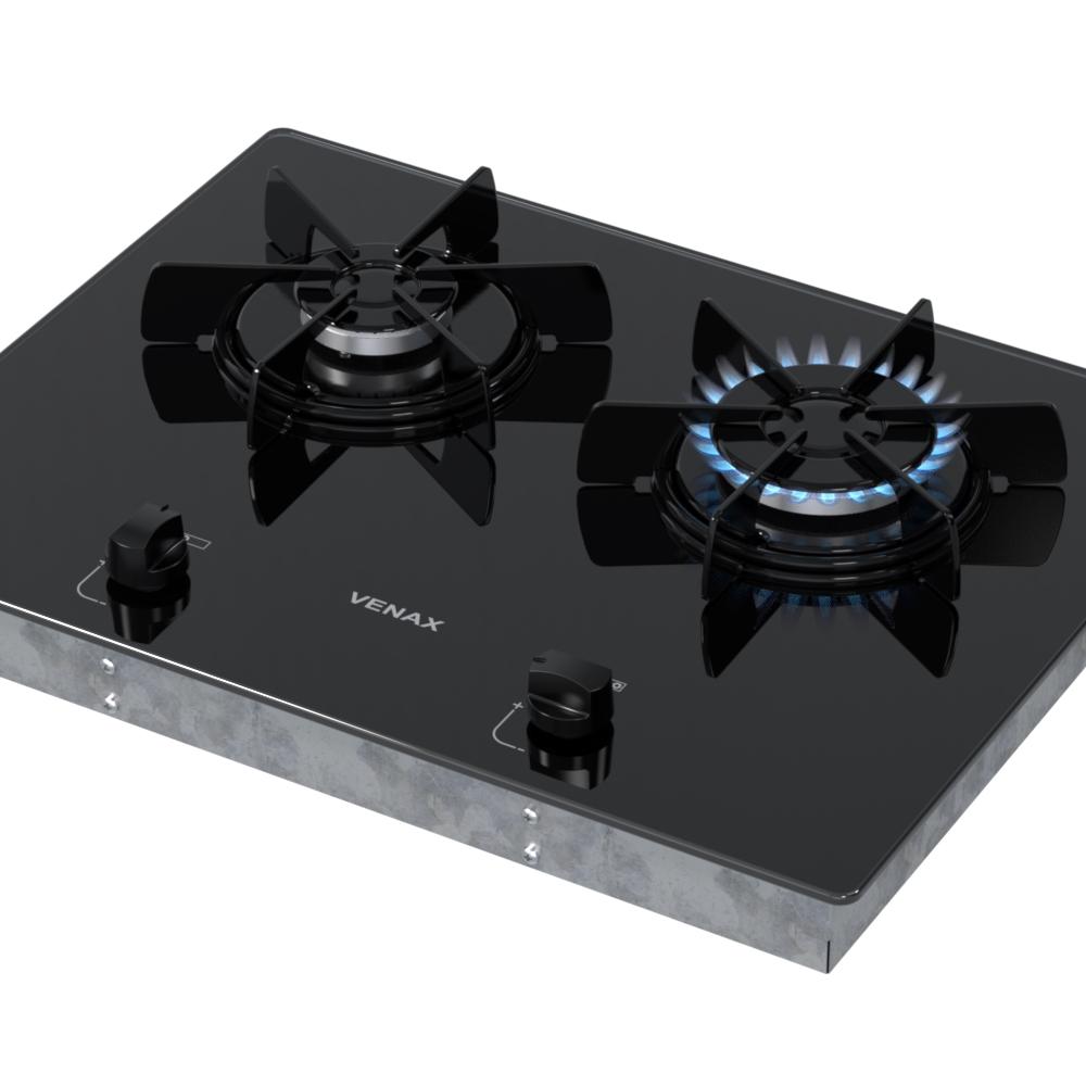 Cooktop a Gas Linear 2 Bocas Venax Arena Preto