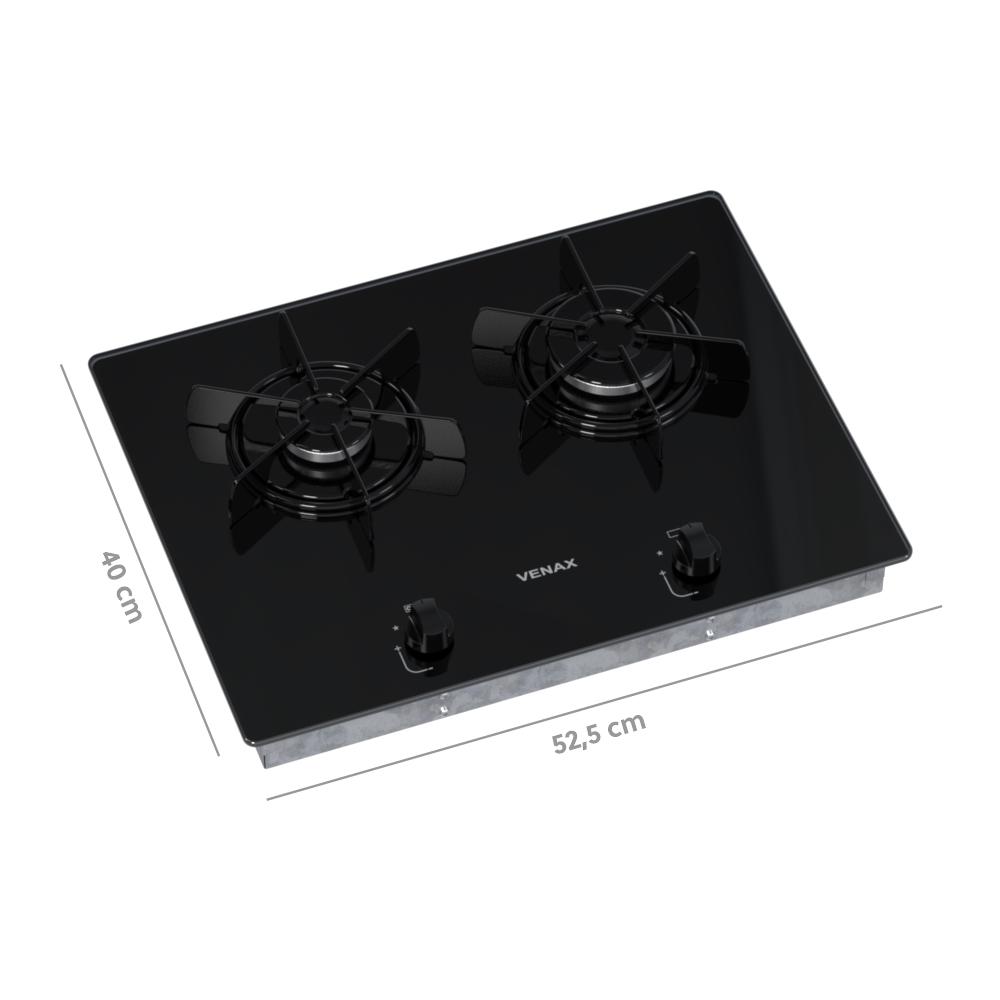 Cooktop a Gas Linear 2 Bocas Venax Arena Preto