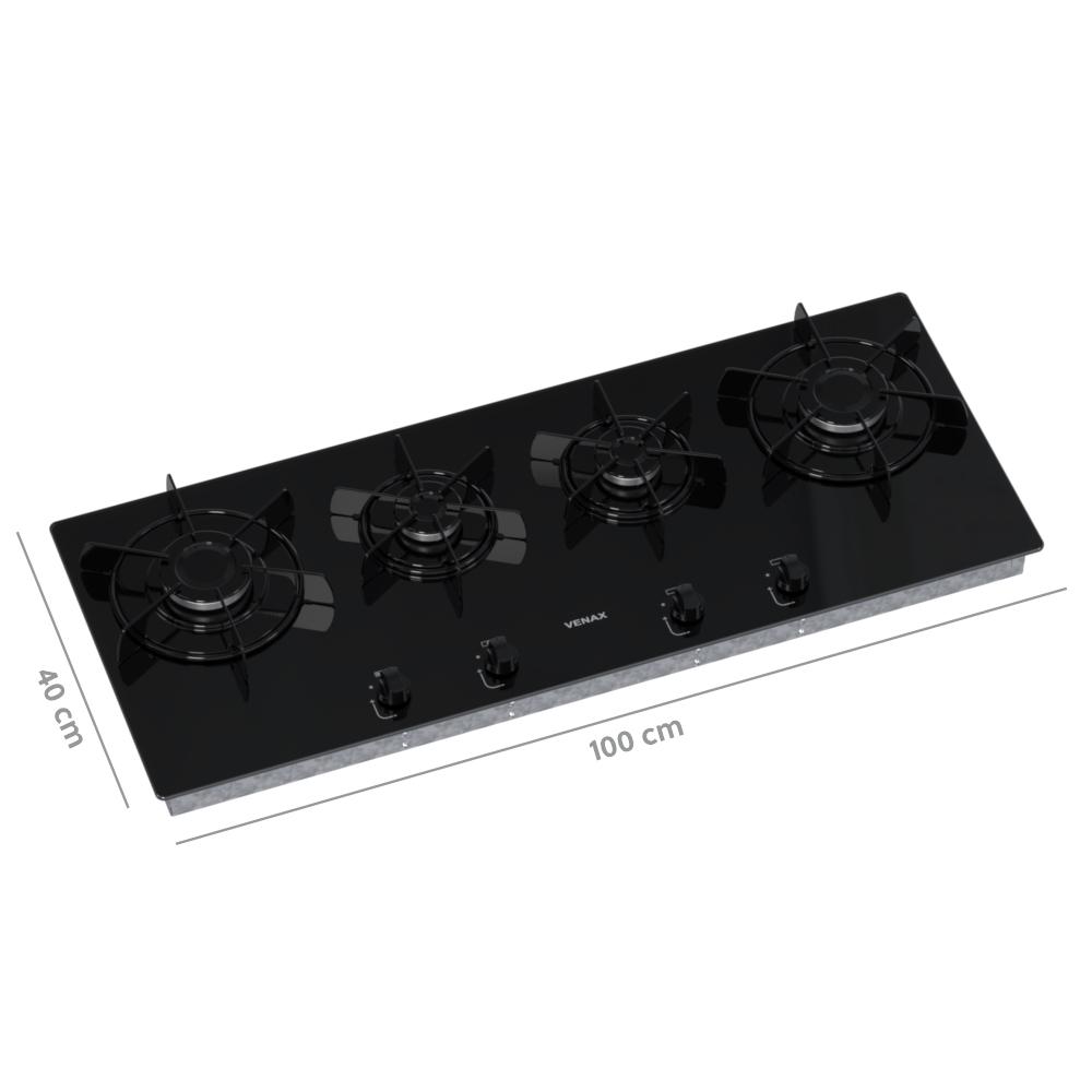 Cooktop a Gas Linear 4 Bocas Venax Arena Preto