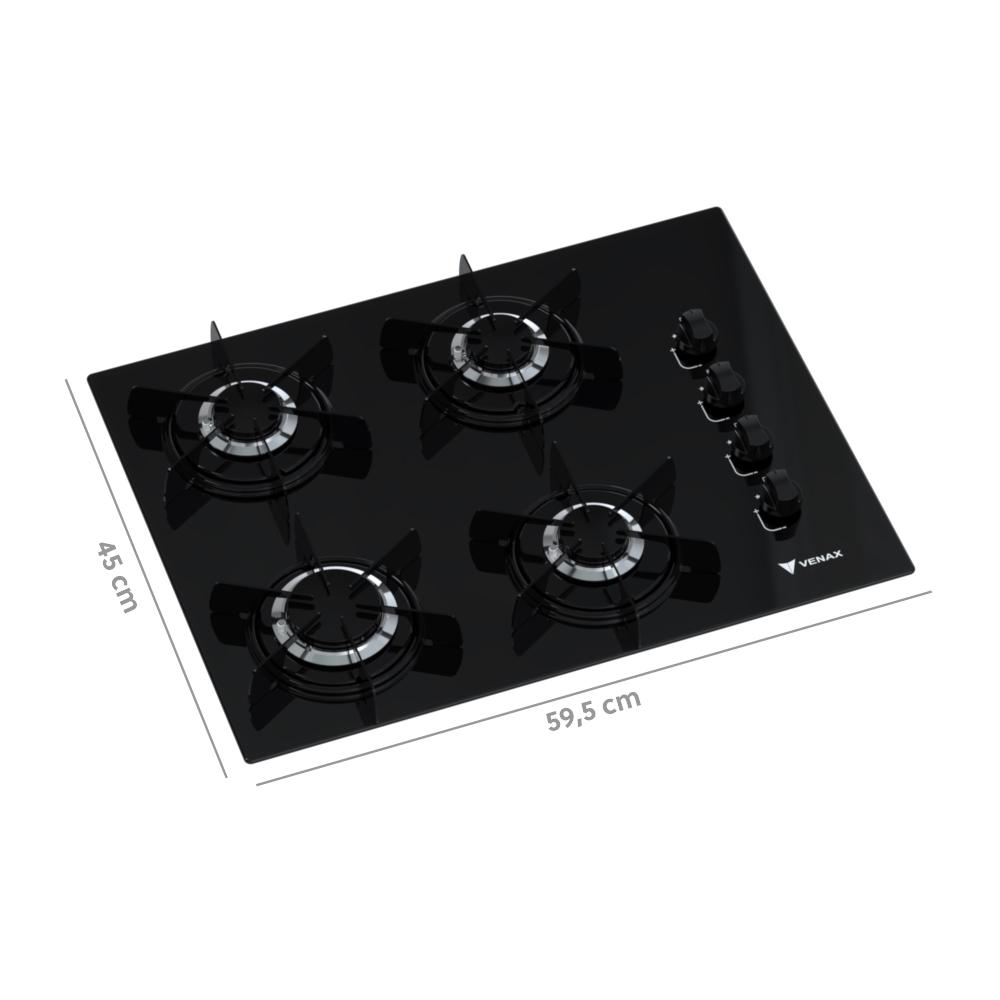 Cooktop a Gas 4 Bocas Venax Volare Preto