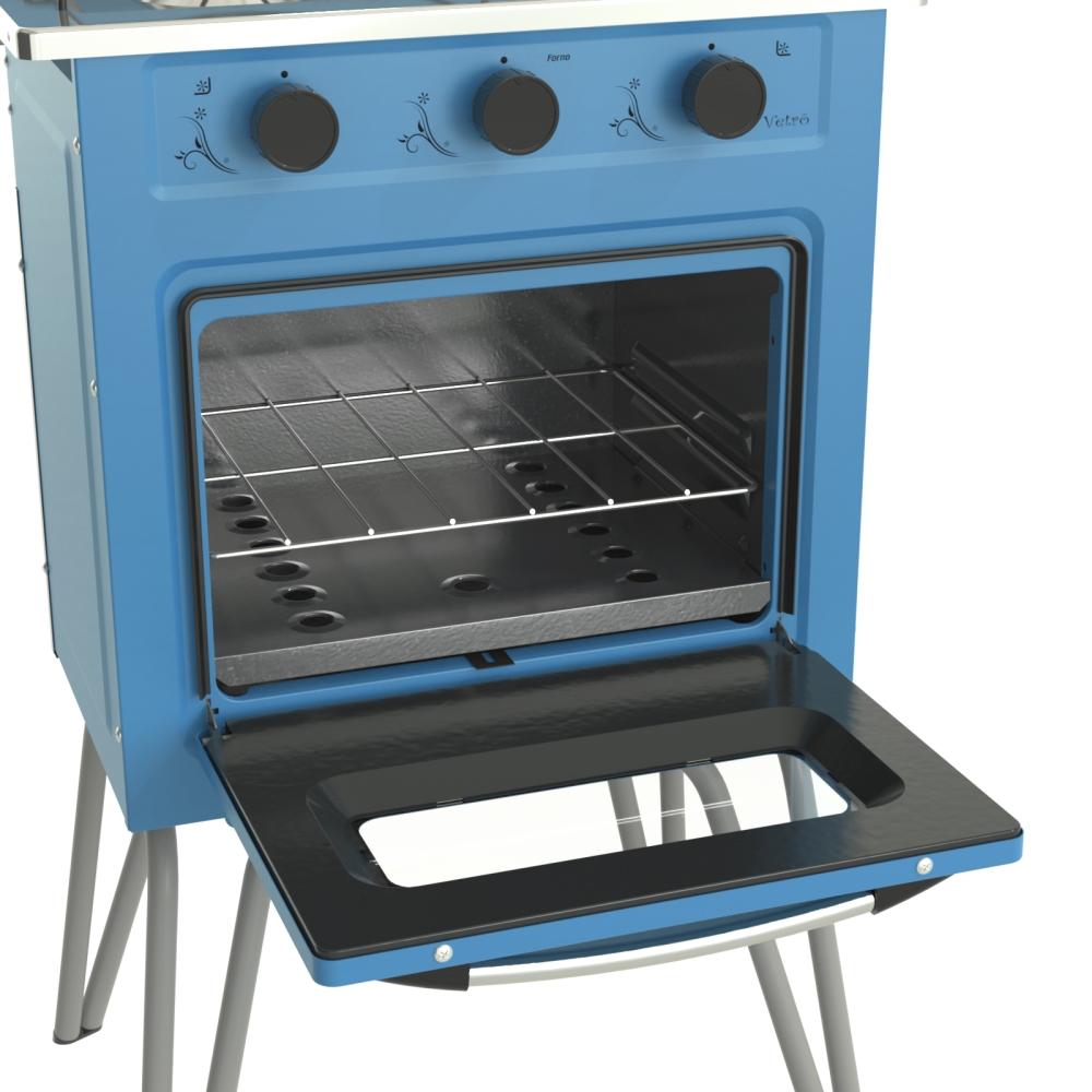 Fogao a Gas 2 Bocas com Forno Venax Gemini Vetro Azul