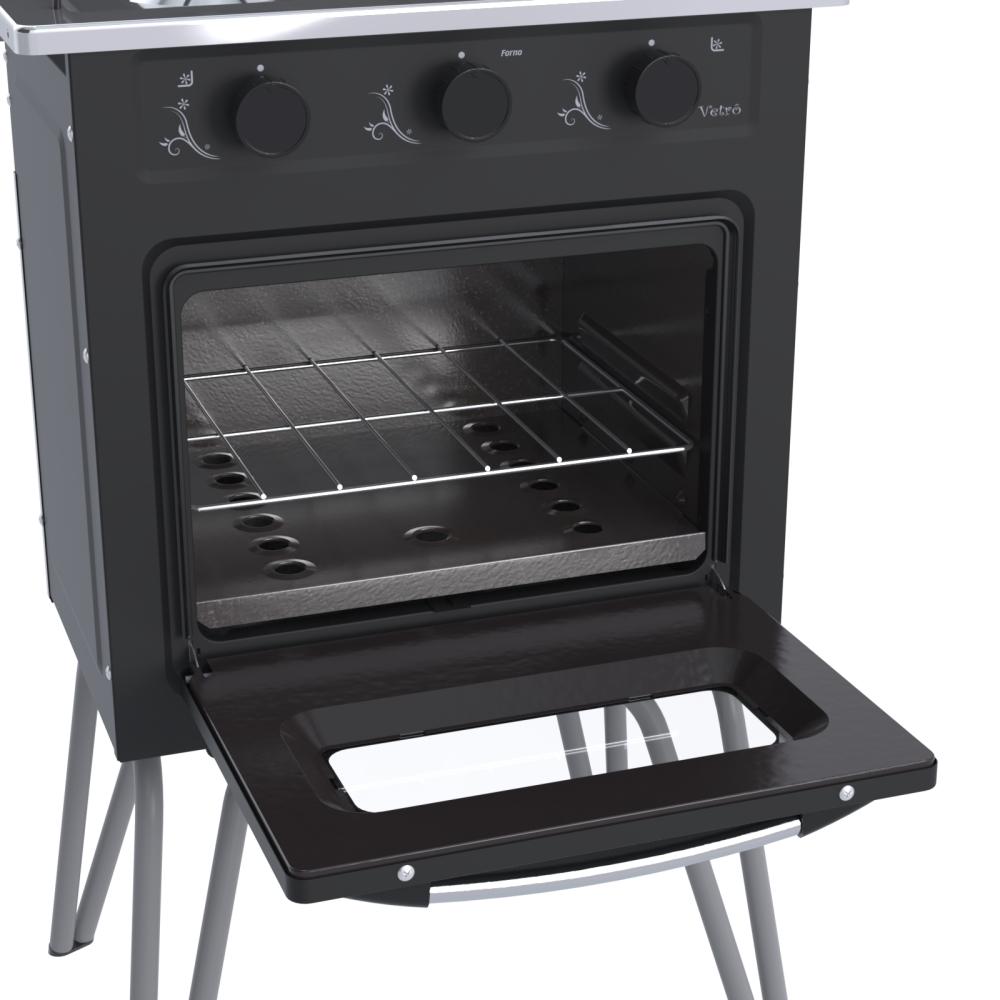 Fogao a Gas 2 Bocas com Forno Venax Gemini Vetro Preto