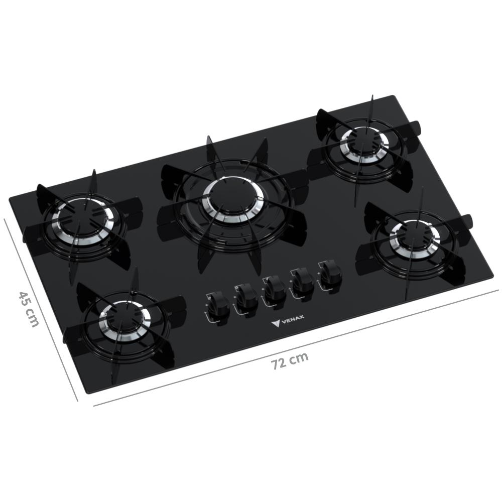 Cooktop a Gas 5 Bocas Venax Sognare Preto