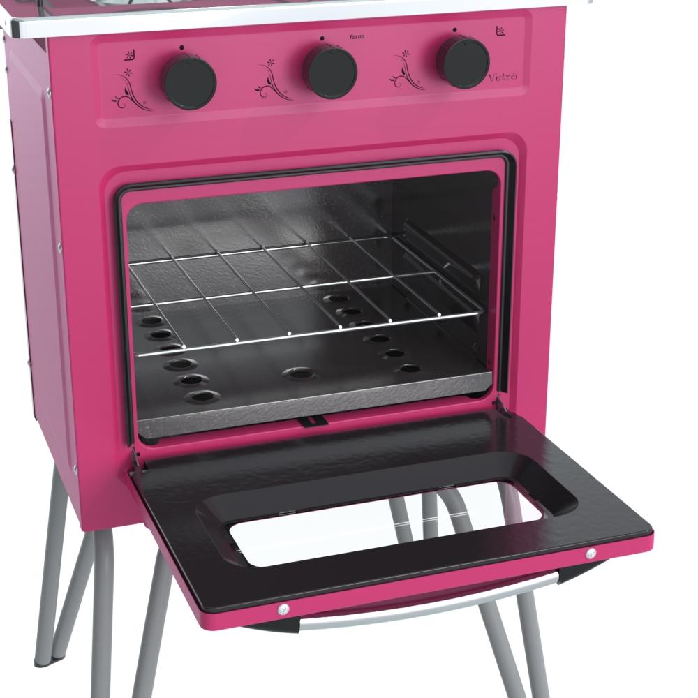 Fogao a Gas 2 Bocas com Forno Venax Gemini Vetro Pink