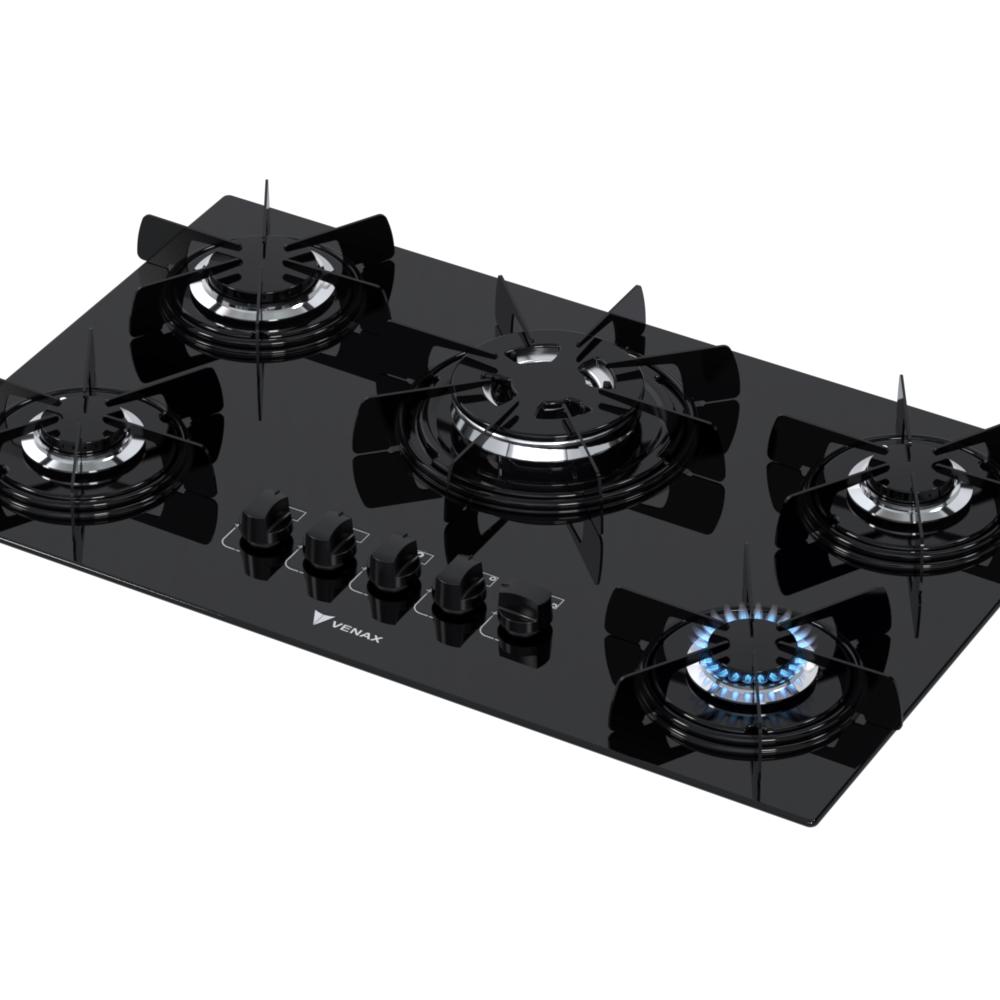 Cooktop a Gas 5 Bocas Venax Sognare Tripla Chama Preto