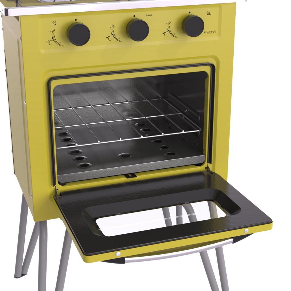 Fogao a Gas 2 Bocas com Forno Venax Gemini Vetro Amarelo