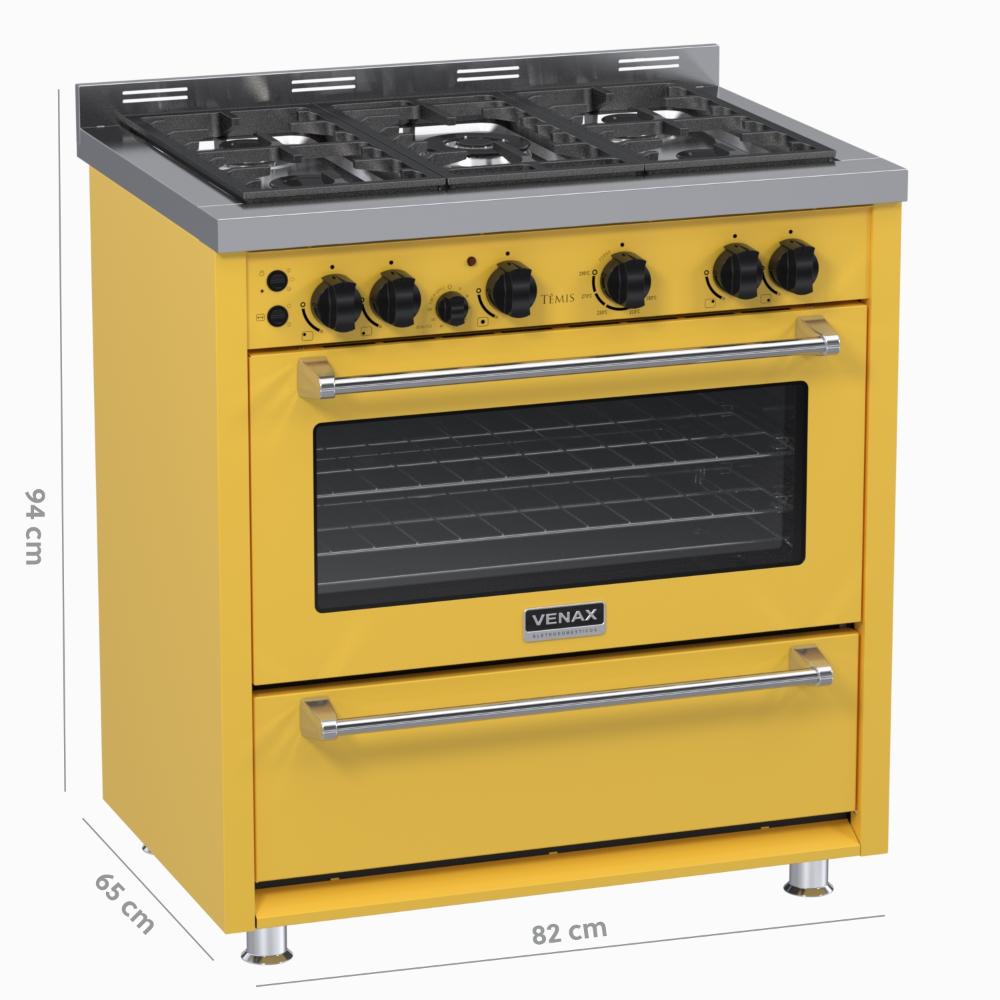 Fogao a Gas 5 Bocas Venax Temis Amarelo