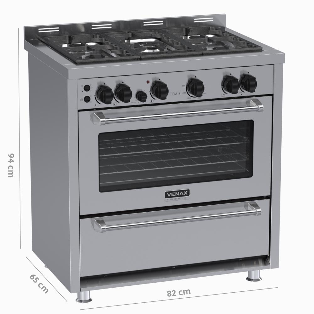 Fogao a Gas 5 Bocas Venax Temis Inox