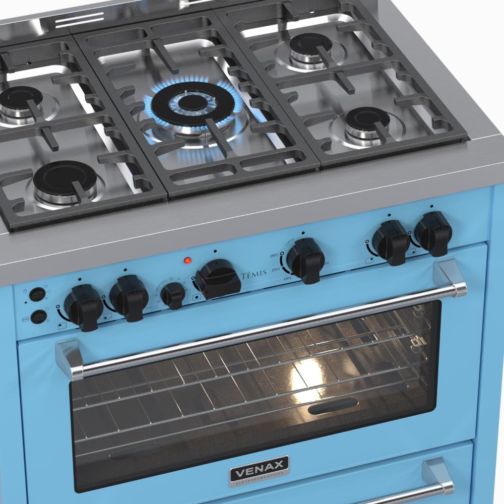 Fogao a Gas 5 Bocas Venax Temis Azul