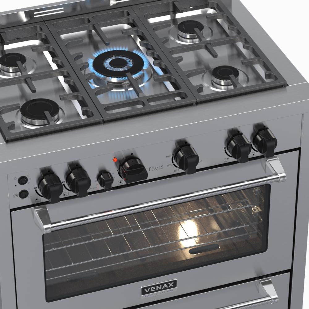 Fogao a Gas 5 Bocas Venax Temis Inox
