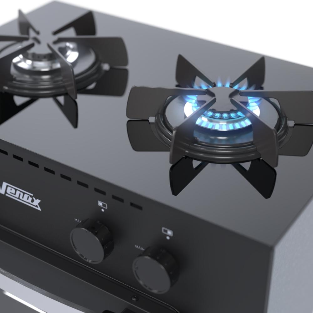 Fogao a Gas 2 Bocas com Forno Venax Mini Cook Preto