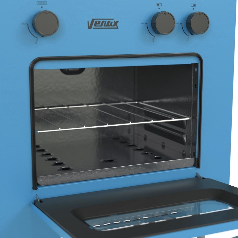 Fogao a Gas 2 Bocas com Forno Venax Mini Cook Azul