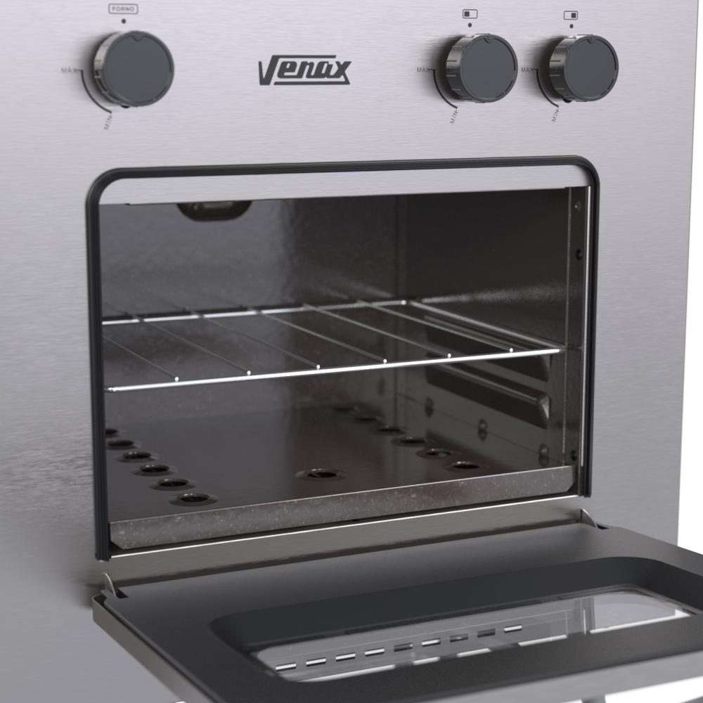 Fogao a Gas 2 Bocas com Forno Venax Mini Cook Inox