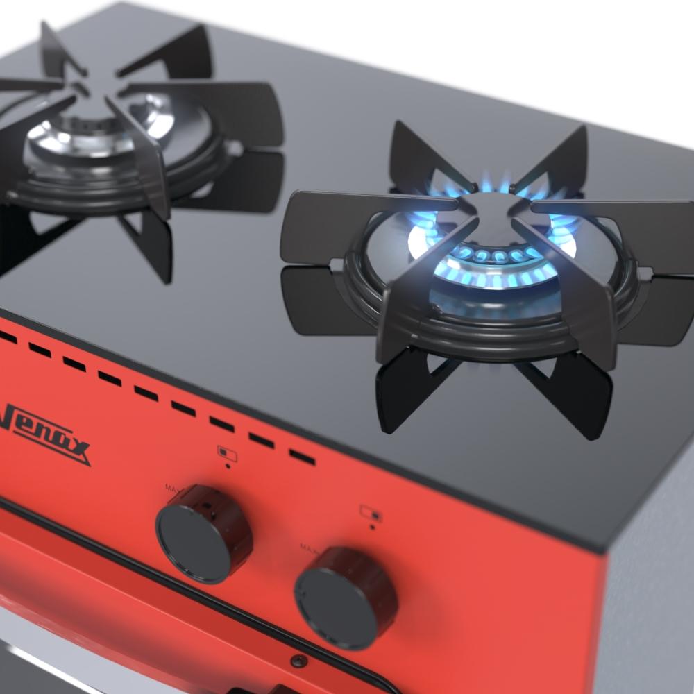 Fogao a Gas 2 Bocas com Forno Venax Mini Cook Vermelho