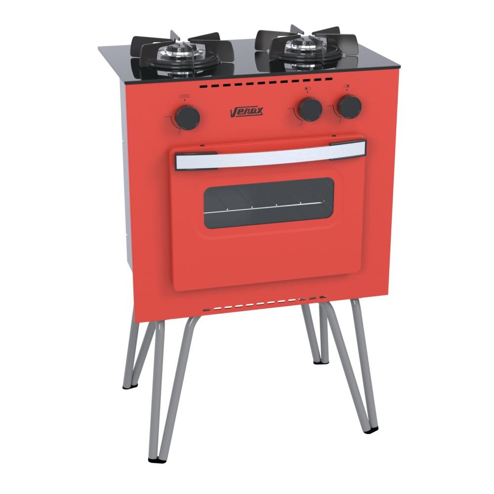 Fogao a Gas 2 Bocas com Forno Venax Mini Cook Vermelho