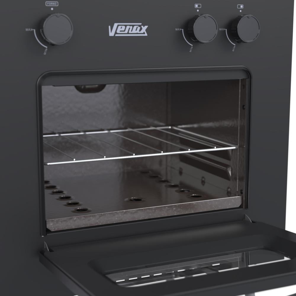 Fogao a Gas 2 Bocas com Forno Venax Mini Cook Preto