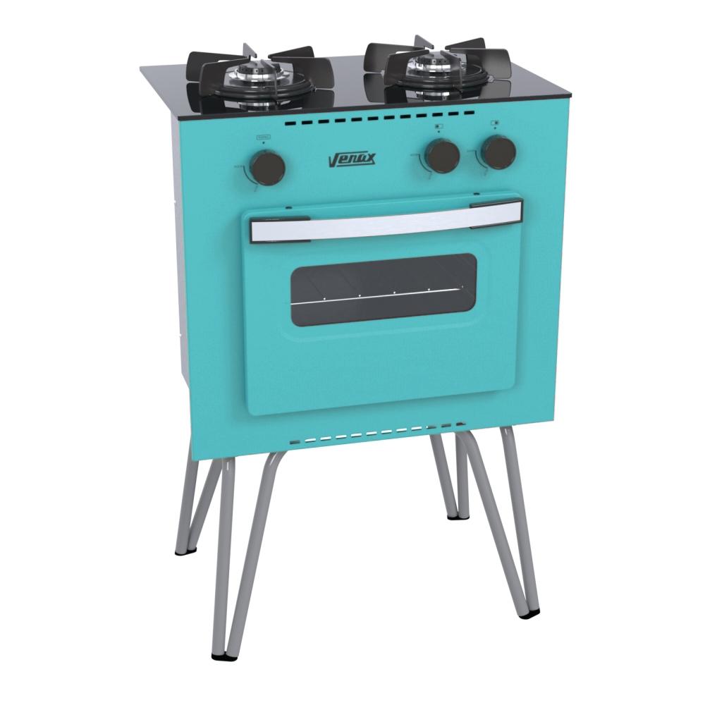 Fogao a Gas 2 Bocas com Forno Venax Mini Cook Verde