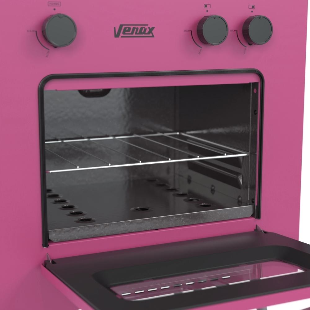 Fogao a Gas 2 Bocas com Forno Venax Mini Cook Pink