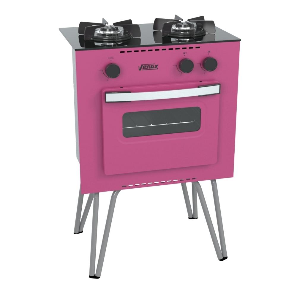 Fogao a Gas 2 Bocas com Forno Venax Mini Cook Pink