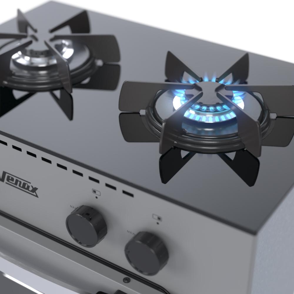 Fogao a Gas 2 Bocas com Forno Venax Mini Cook Grafite