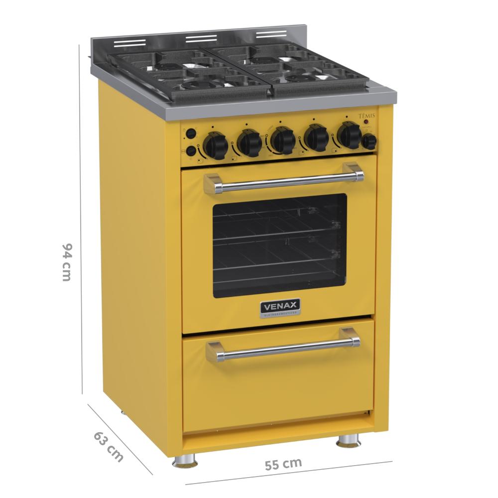 Fogao a Gas 4 Bocas Venax Temis Amarelo