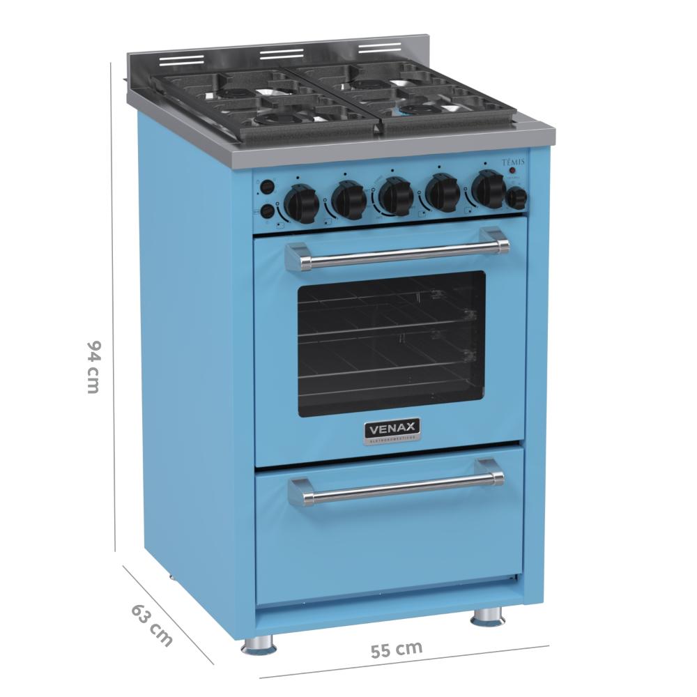 Fogao a Gas 4 Bocas Venax Temis Azul