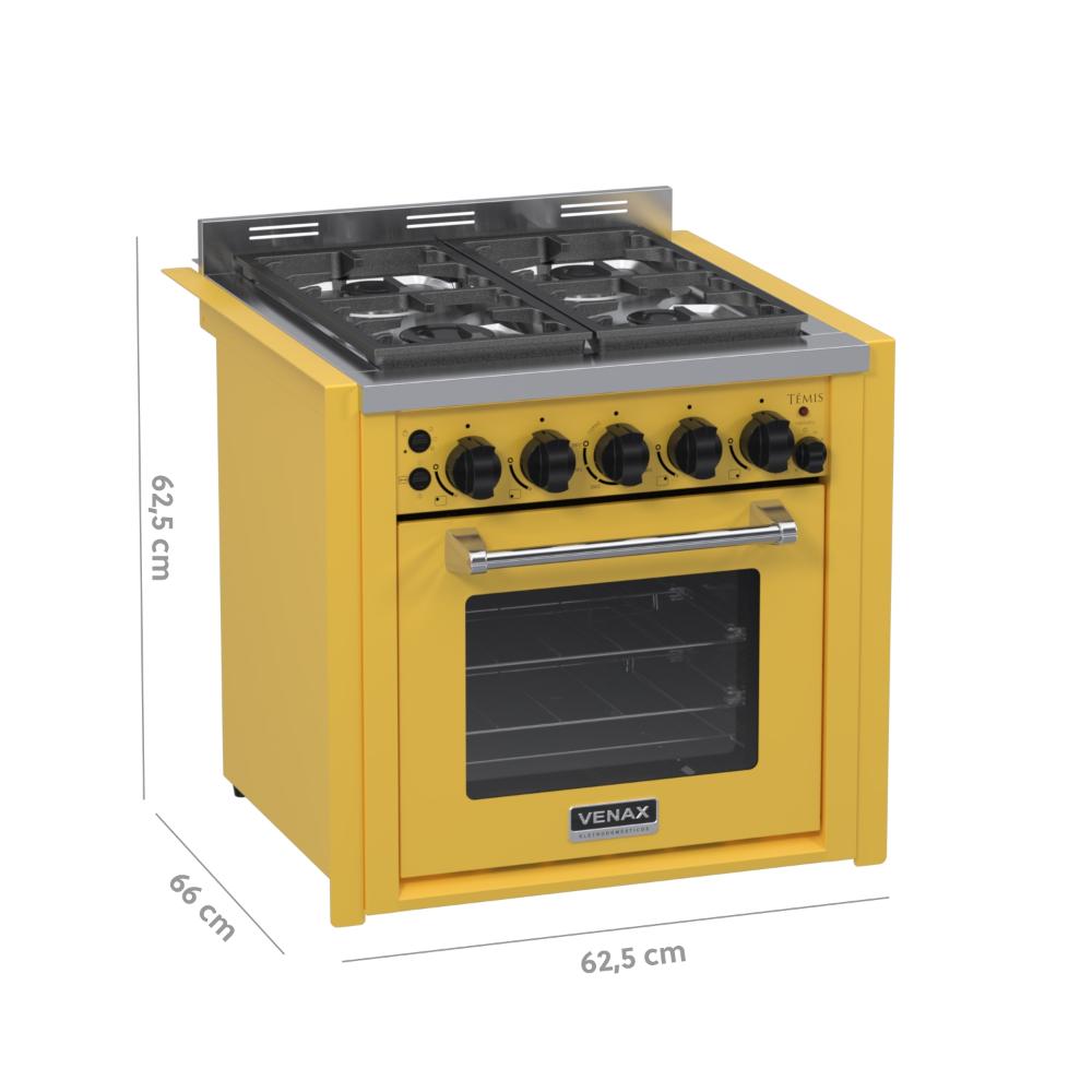 Fogao a Gas de Embutir 4 Bocas Venax Temis Amarelo
