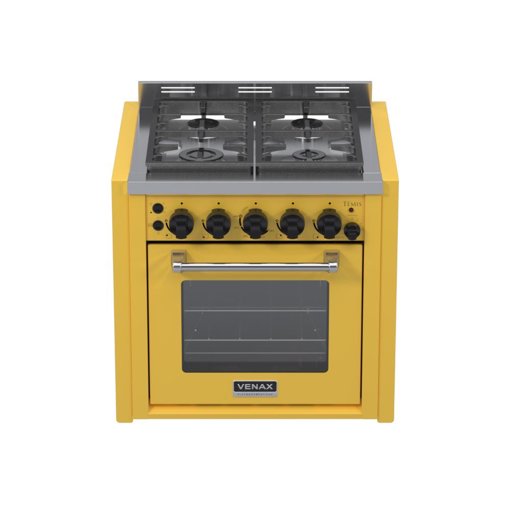Fogao a Gas de Embutir 4 Bocas Venax Temis Amarelo