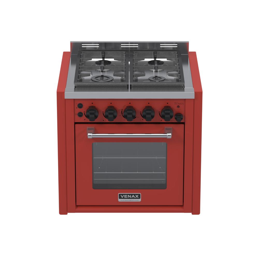 Fogao a Gas de Embutir 4 Bocas Venax Temis Vermelho