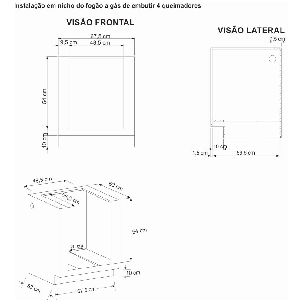 Fogao a Gas de Embutir 4 Bocas Venax Gaudi Platinum GII Inox