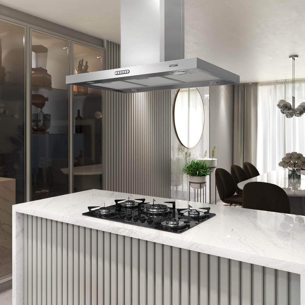 Coifa Ilha Fogatti 75cm Retangular Inox