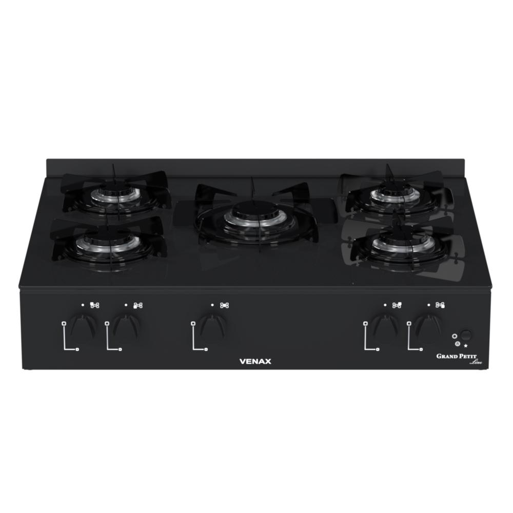 Fogao a Gas Portatil 5 Bocas Venax Grand Petit Line Preto