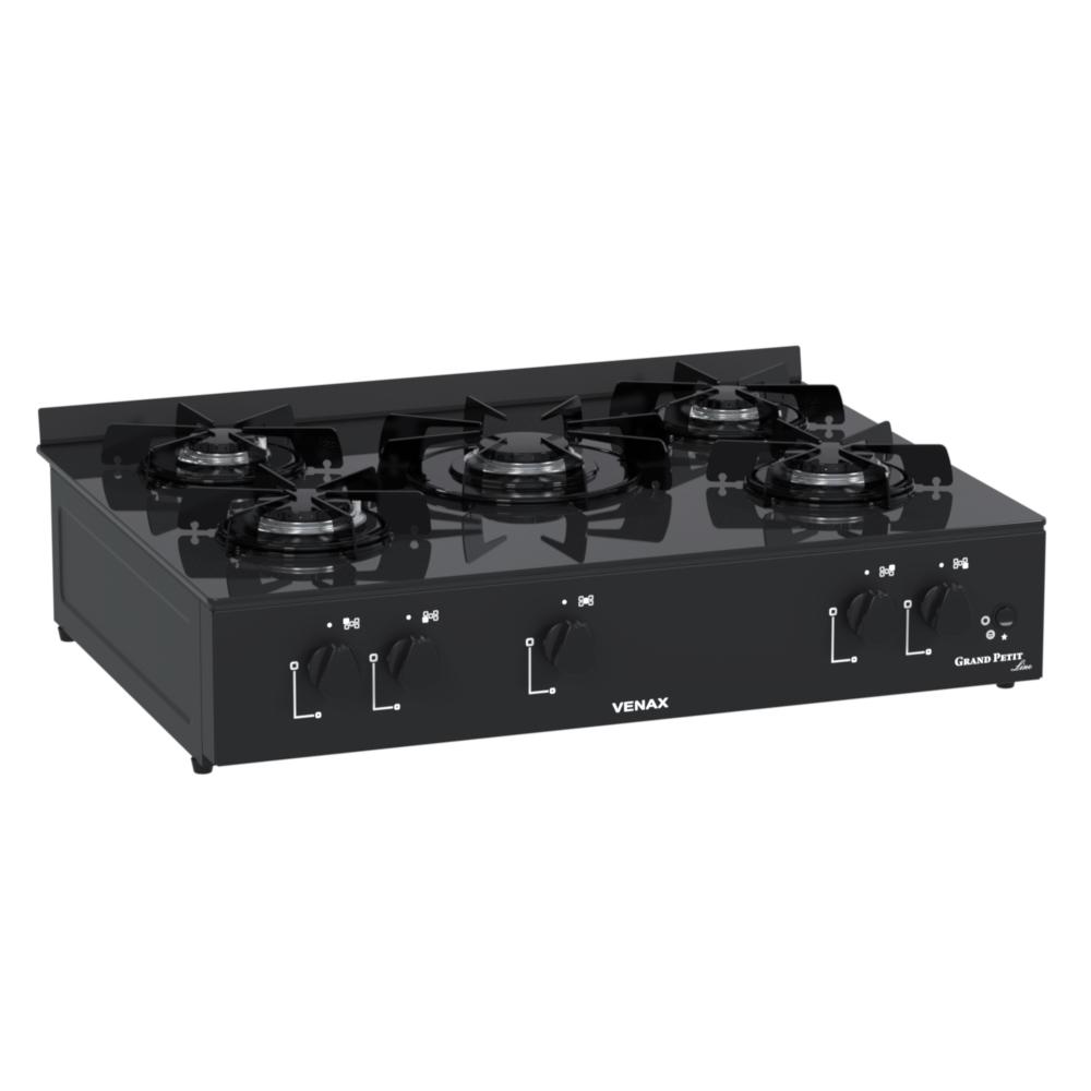 Fogao a Gas Portatil 5 Bocas Venax Grand Petit Line Preto