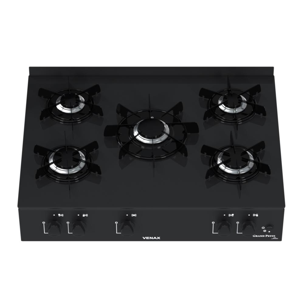 Fogao a Gas Portatil 5 Bocas Venax Grand Petit Line Preto