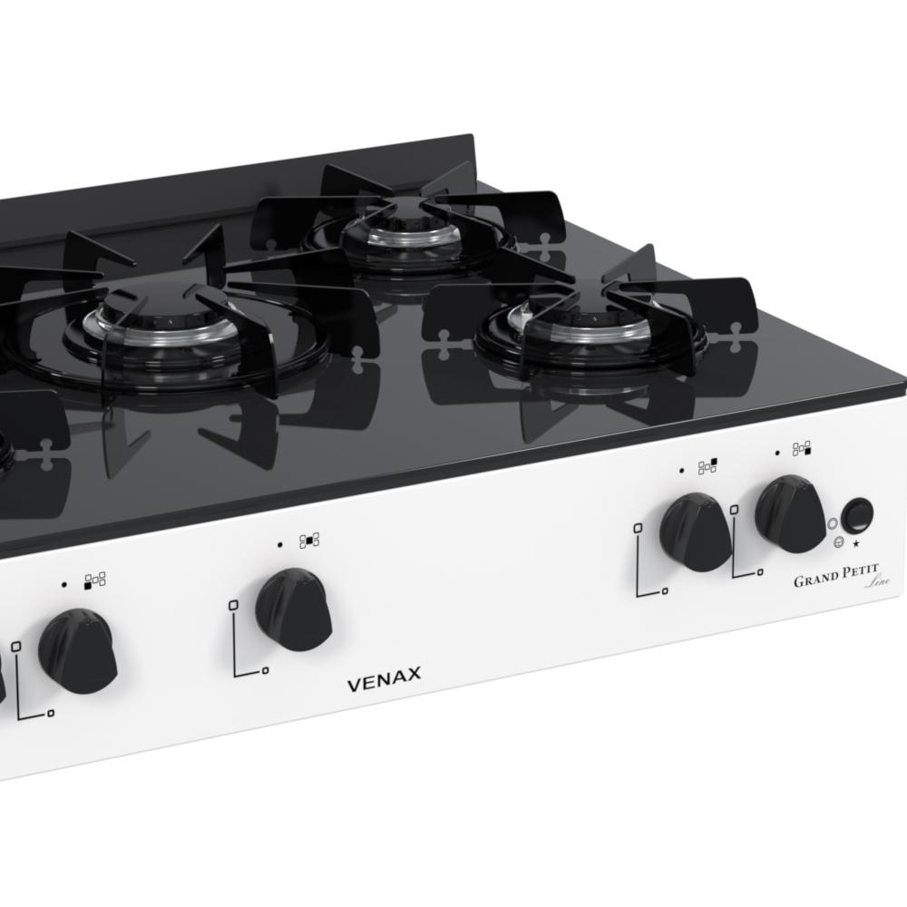 Fogao a Gas Portatil 5 Bocas Venax Grand Petit Line Branco