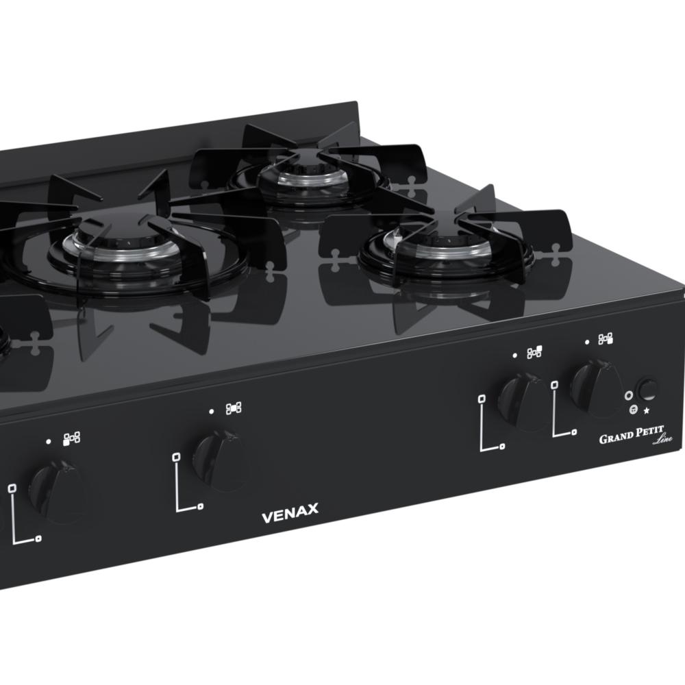 Fogao a Gas Portatil 5 Bocas Venax Grand Petit Line Preto