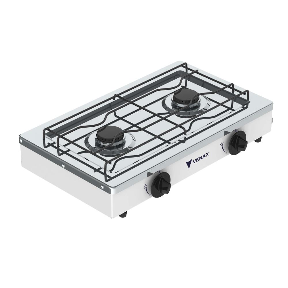 Fogao a Gas Portatil 2 Bocas Venax Flamalar Branco