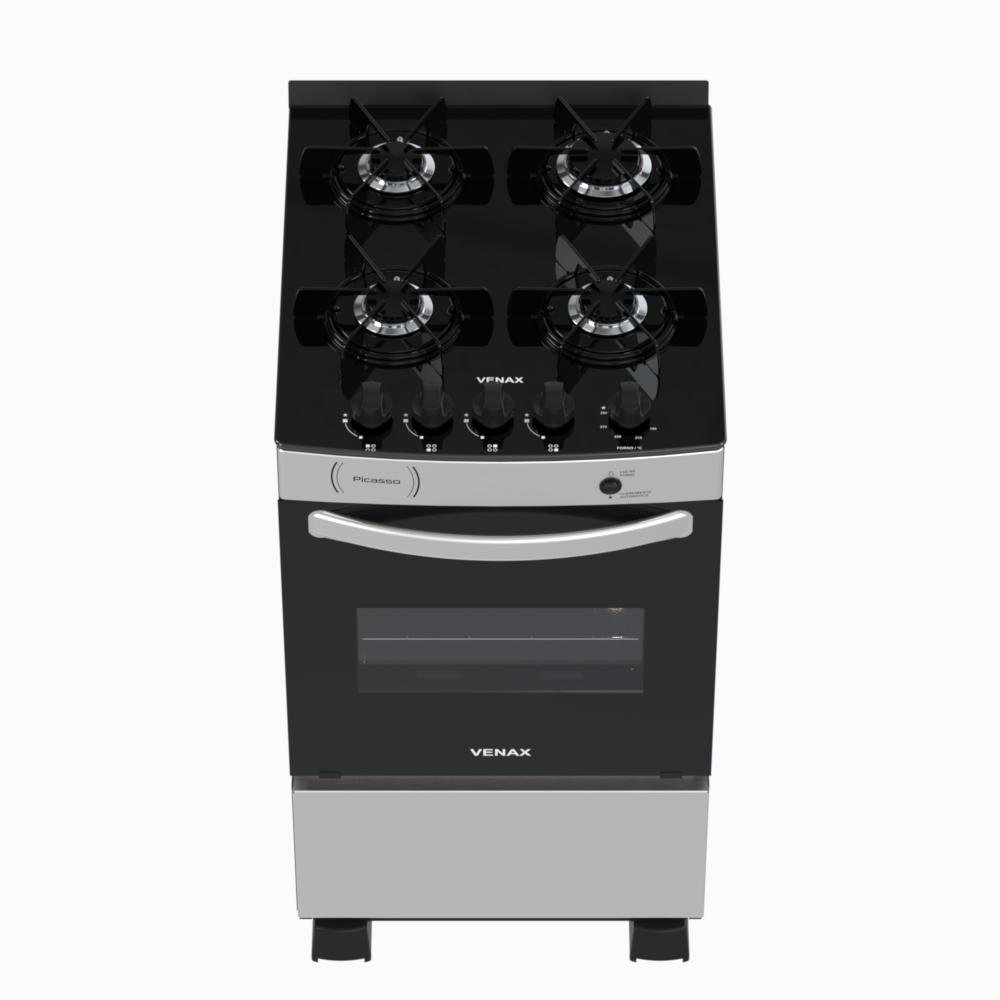 Fogao a Gas 4 Bocas Venax Picasso Vitreo Inox