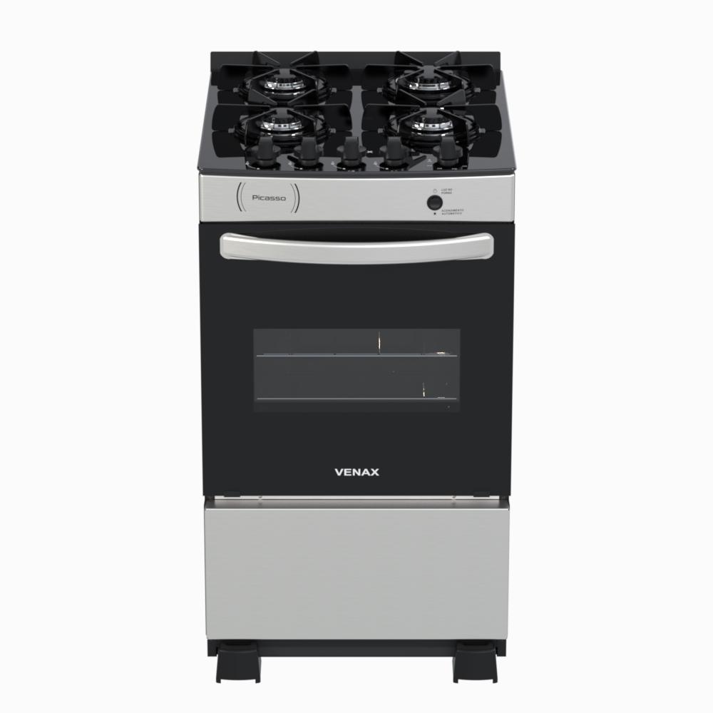 Fogao a Gas 4 Bocas Venax Picasso Vitreo Inox