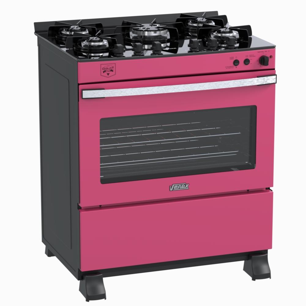 Fogao a Gas 5 Bocas Venax Gaudi Vetro Vitreo Pink