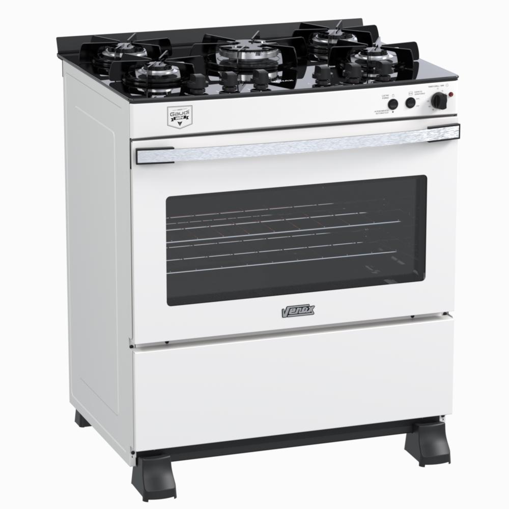 Fogao a Gas 5 Bocas Venax Gaudi Vetro Vitreo Branco