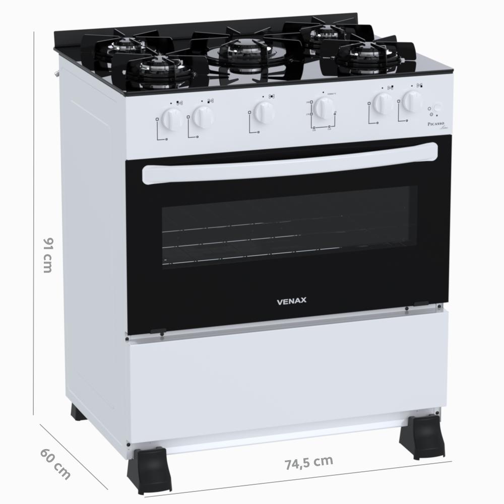 Fogao a Gas 5 Bocas Venax Picasso Line Branco
