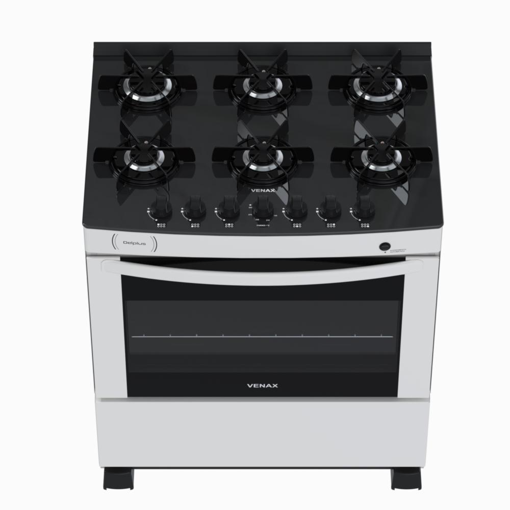 Fogao a Gas 6 Bocas Venax Delplus Vitreo BL Branco