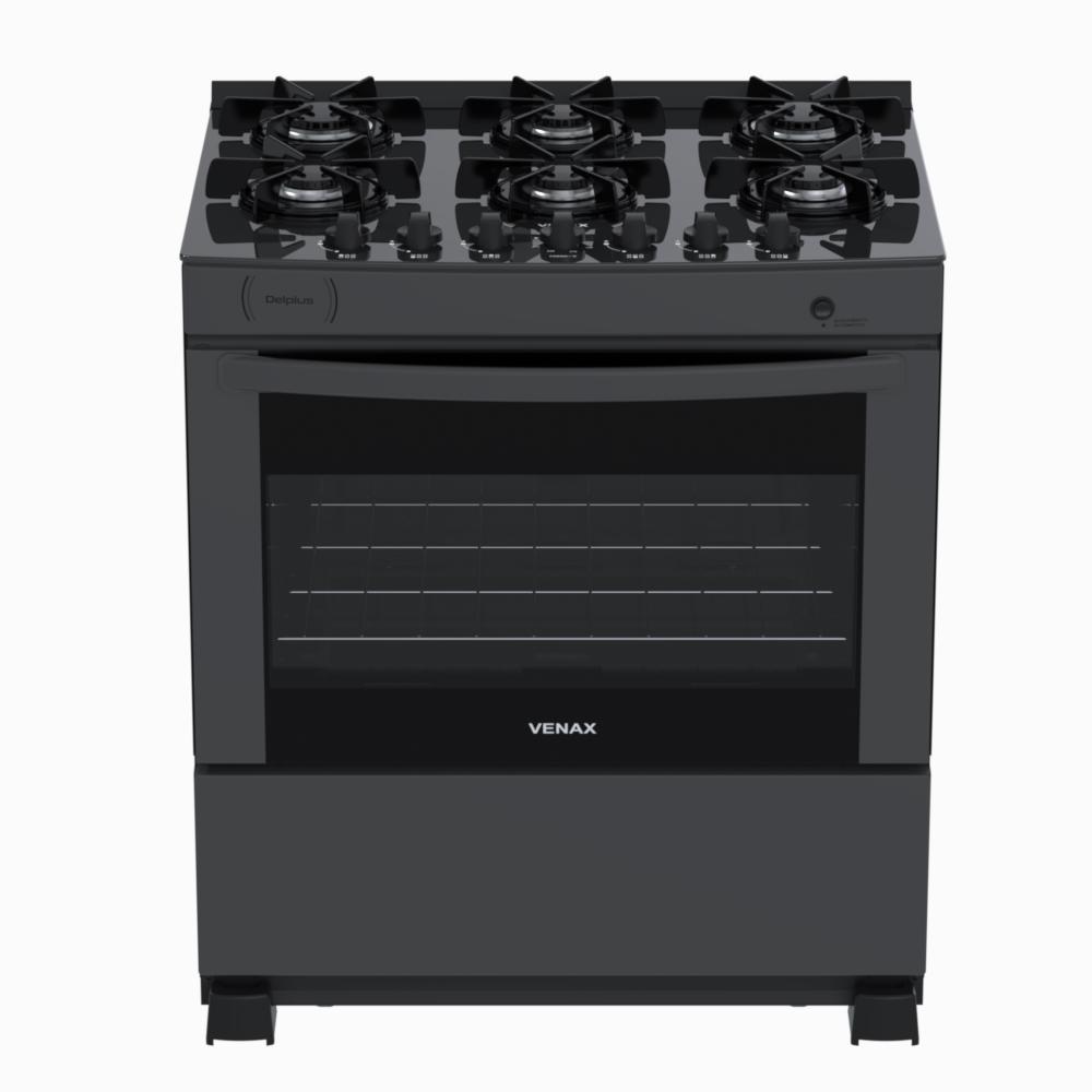 Fogao a Gas 6 Bocas Venax Delplus Vitreo BL Grafite