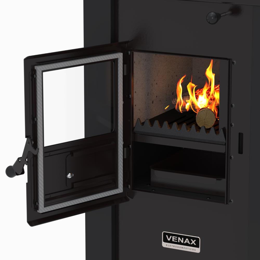 Calefator a Lenha Venax Vulcano Dupla Combustao Preto