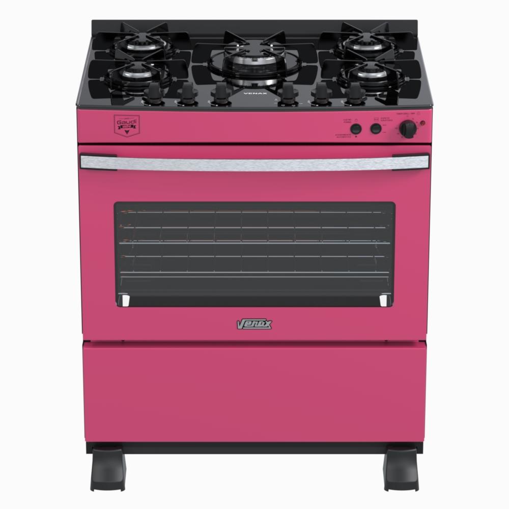 Fogao a Gas 5 Bocas Venax Gaudi Vetro Vitreo Pink