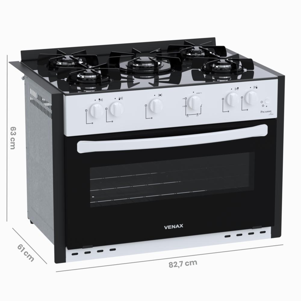 Fogao a Gas de Embutir 5 Bocas Venax Picasso Line Branco